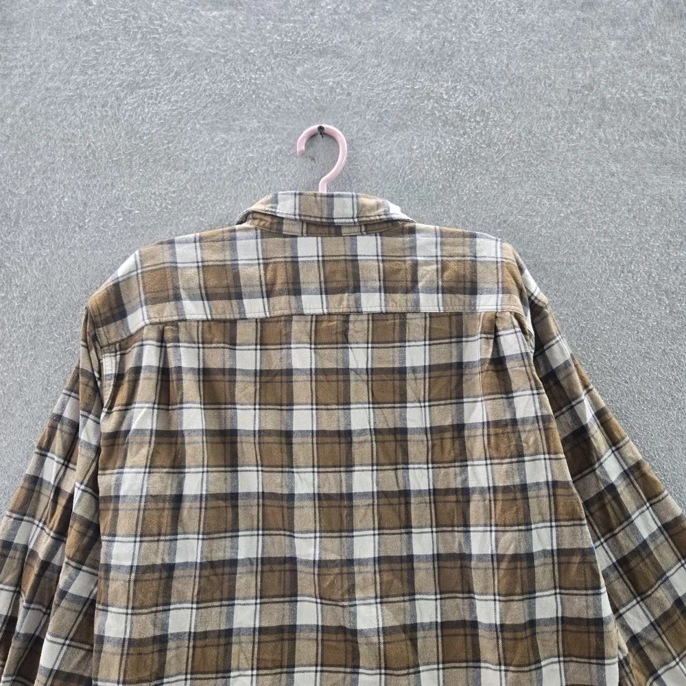 Uniqlo‎ Men Button Up Shirt XL Brown Plaid Flannel Casual Long Sleeve